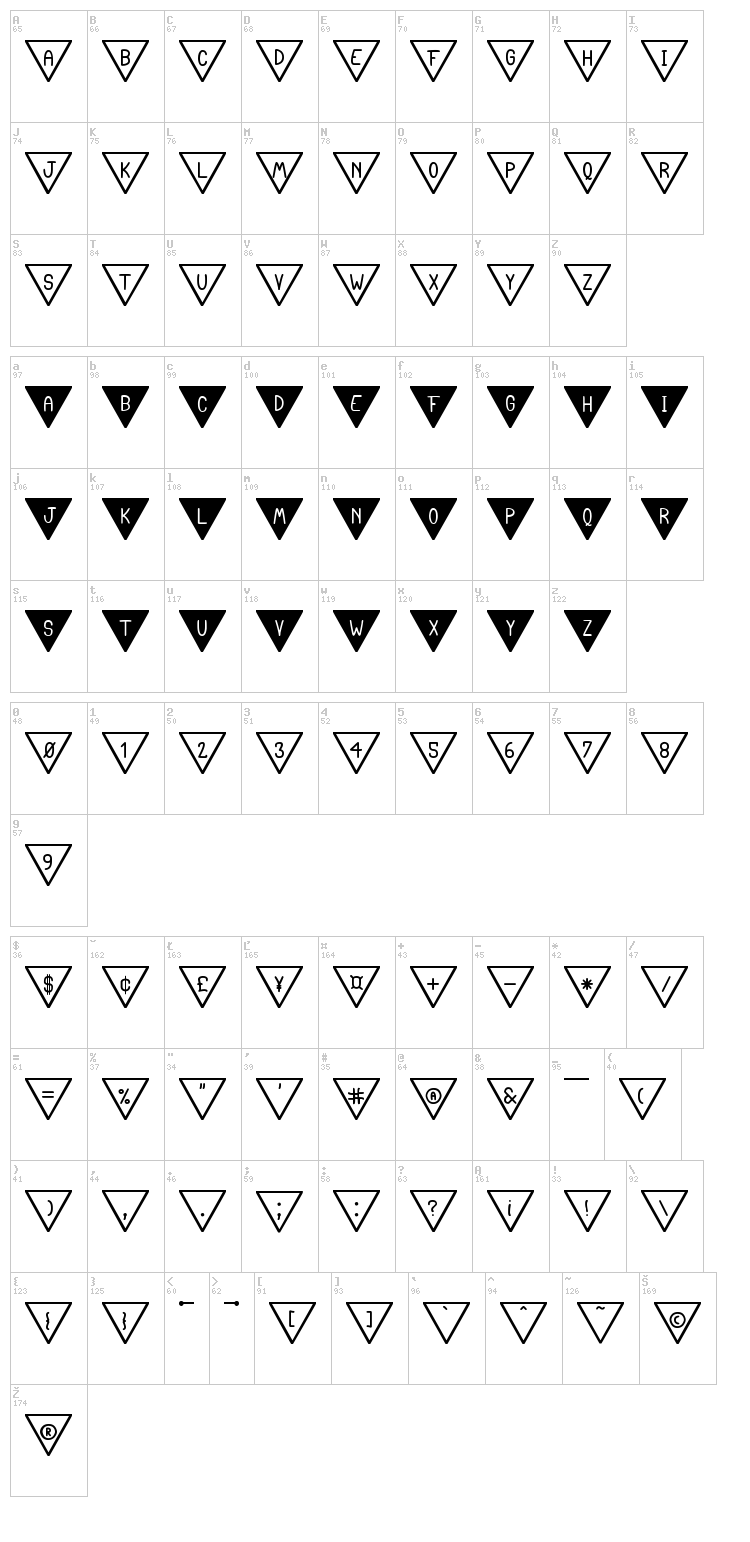 The South Flag St font map